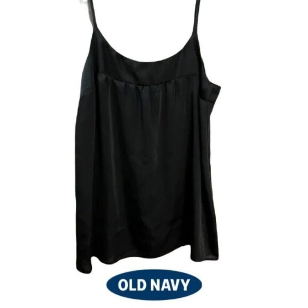Old Navy Womens Black Sleeveless Adjustable Strap Satin Camisole Top Size S‎